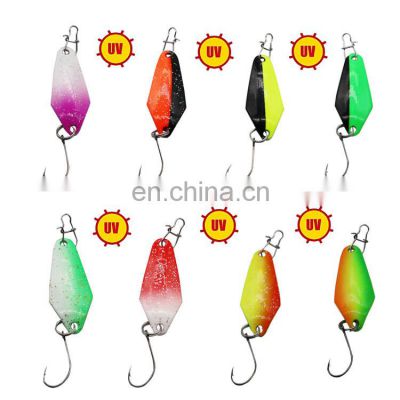 Factory sell UV 3cm/2.5g Artificial Swimbait Wobbler Lure Trout Fishing Spoon