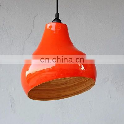 Orange Spun Bamboo Lamp Pendant Bohemian Coiled Ceiling Light Decor
