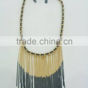 FASHION METAL CHAIN TASSEL NECKLACE EARRING SET