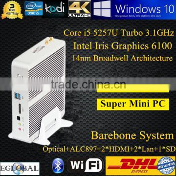 Eglobal New Intel Core i5 5200U 5257U Windows10 Mini PC Barebone 8GB RAM Mini PC Windows8 Linux TV BOX 4K HD Dual 2HDMI DUAL LAN