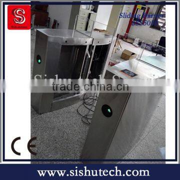 Waist high automatic pedestrian sliding barrier gate turnstile access control