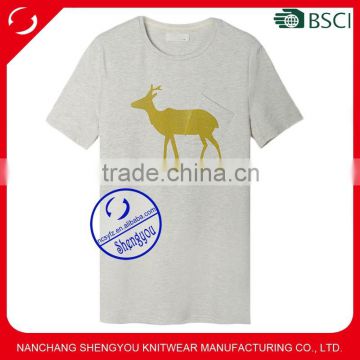 Custom round neck cotton mens t-shirt with pocket