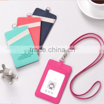 colorful korean style cute custom business card holder with lanyard