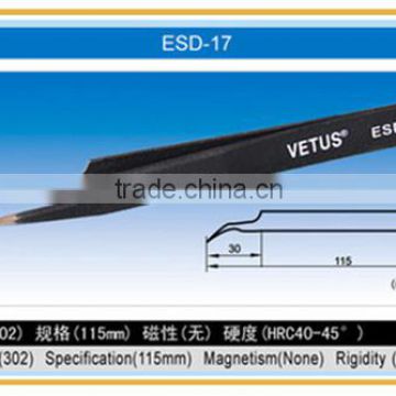 HRC40 Black Stainless Steel ESD Tweezers