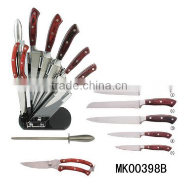 5 Piece With Acryl Stand Wooden Handle Knife Set