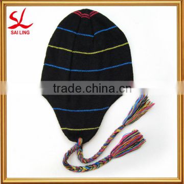 New Stripe Kids Youth Stylish & Warm Winter Earflap Knit Hat Cap with Tassels