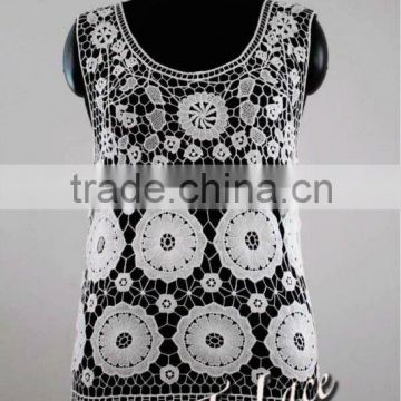 HOT sleeveless cotton lace top for ladies outer clothes(F0075)