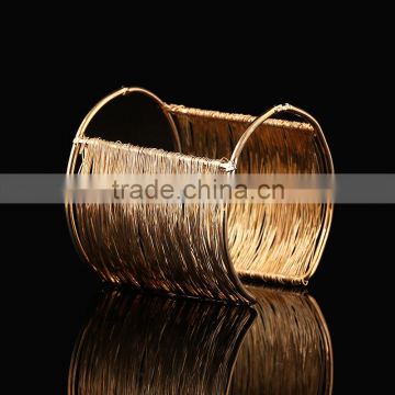 Fashion Vintage Gold Silver Wide Long Cuff Braided Wire Cuff Bangle Bracelets For Women Party Accessories