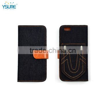 2015 New Design Unique Grid Pattern Denim leather Case For Wiko Slide with special stand back up