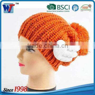 Women Custom Winter Cap Beanie Soft Acrylic Slouch Lady Knitted Hat