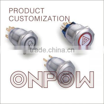 ONPOW Latching metal pushbutton(customized for All the metal series,CE,CC,ROHS,IP65,IP67)