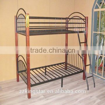 School furniture adult metal bunk beds metal bunk beds with wood post for dormitory