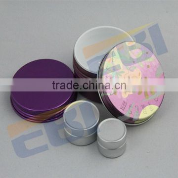 colorful empty cosmetic aluminum container