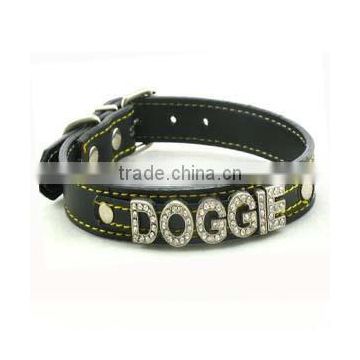 Genuine Real Leather Slide letter Dog collar PP-064