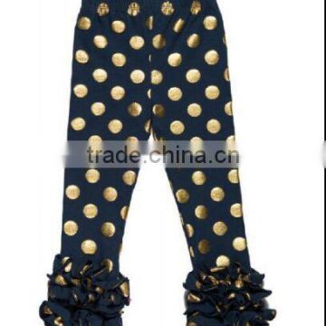 china product and alibaba low price wholesale 2016 new design gold polk dots leggings with ruffle