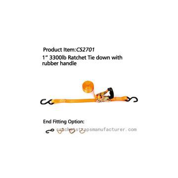 CS2701 1“ 3300lbs Ratchet Tie down with Rubber handle