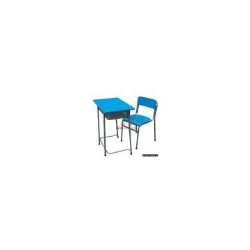 Fixed Single Desk & Chair (Drawer With Holes);school furniture