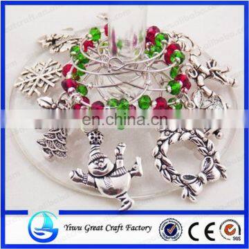 Christmas inspired wine glass charms set of 10 holiday charms