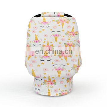 Baby Unicorn Print Car Seat Covers With Handle Toddler Universal Covers Soft Carseat Canopy Cover