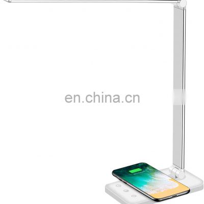 LED Desk Lamp with Wireless Charging 5W Fast Wireless Charging Desk Lamp LED Dimmable Eye Caring Natural Light Task Lamp
