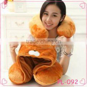 Lovely New Cartoon Little Animal Plush Neck Pillow with Hat and Eyeshade