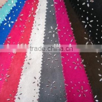 silver flowers suede fabric for shoes and bags