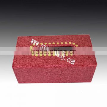red tissue box ,cheap price new design hotel porcelain square pu faux leather box tissue with drawers collection