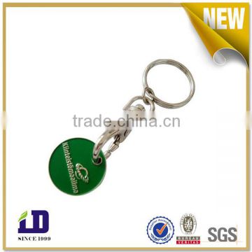 euro shopping trolley coin keyring with metal with soft enamel