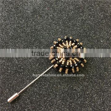 Bling Rounded Beads Lapel Pins,Gold Corsage With Long Needles For Men Dress