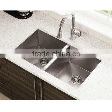 Double drainer stainless steel handmade sink in kitchen