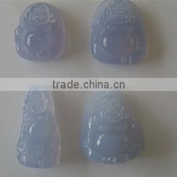 Blue Chalcedony fancy buddha carved beads pendant and charms for bracelets and necklace handmade jewelry making