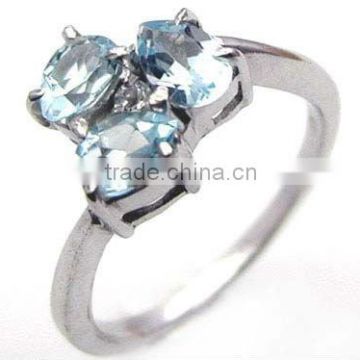 Genuine BLUE TOPAZ Ring & .925 Sterling silver Ring Online Silver Jewelry Wholesaller