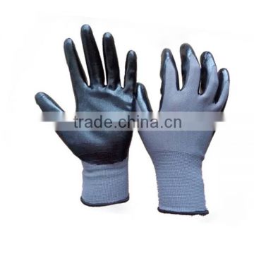 Black Nitrile Coated Work Gloves with 13 Gauge Polyester Liner