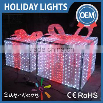Beautiful design high quality gift box shaped led light christmas decoration gift box led light