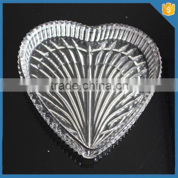 hand pressed Ribbed heart shape dinner plate crystal fruit plate