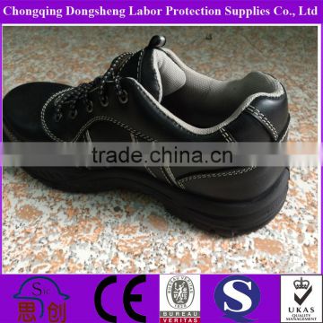 Black Protective leather breathable engineering working steel toe dress shoes