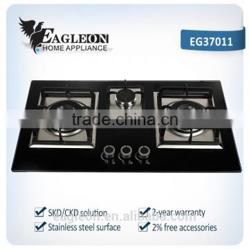 8mm black glass hob with triple nozzle high flame/blue flame