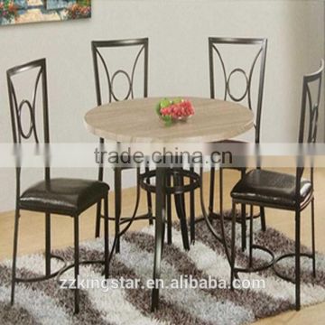 Metal Furniture 4 Seater Chair Set MDF Top Dining Table