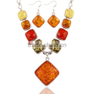 3pcs set amber jewellery cheap necklace and earring sets