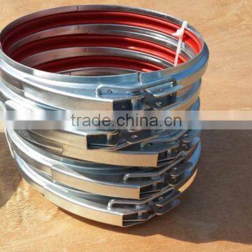 Galvanized steel dust clamp with rubber band used as ventilator accessories
