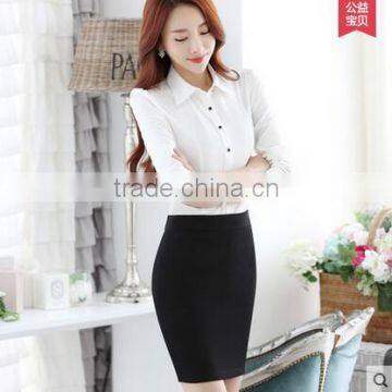 2016 new style women fashion long sleeve blue shirt ladies Office Formal white shirt