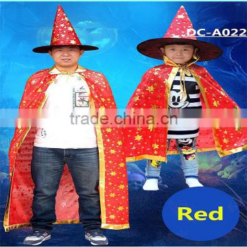 Shining stars cape children cheap halloween costume with witch hat