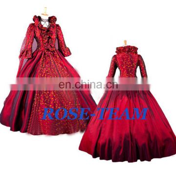 Rose Team-Free Shipping Custom-made Elegant Aristocrat Gothic Dress Red Victorian Dress Ball Gown