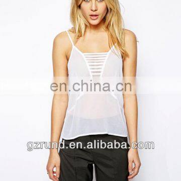 summer blouses women clothing 2014 Cami with Sheer Mesh Inserts sexi women hot photos model-cp201