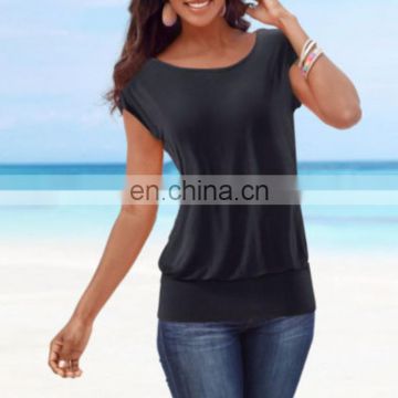 Custom Cotton Plus Size Women Clothing Casual T-shirt Fashion Slim Short Sleeve V Neck Tshirt