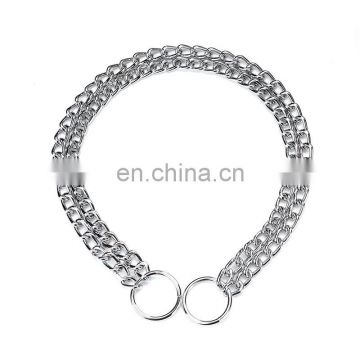 Double row chain collar chrome pet supplies dog collar