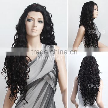 South Korea high temperature wire new popular long dark brown lace wig