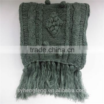 2016 winter soft warm knitted scarf with tassel
