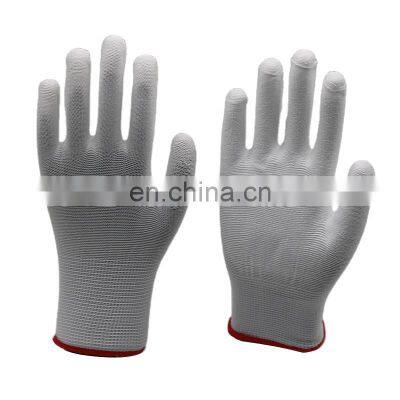 13g white PU polyster safety nitrile foam gloves