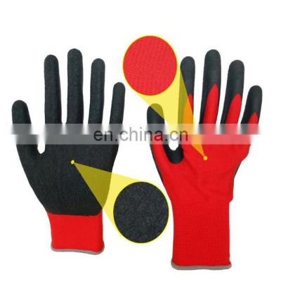 Heavy Duty Red Polyester Liner Latex Coated Gloves